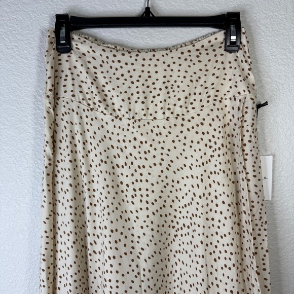 Japna Brown Polka Dot High Low Maxi Skirt Smocked Waist Bohemian Womens Size M‎ - Picture 6 of 7